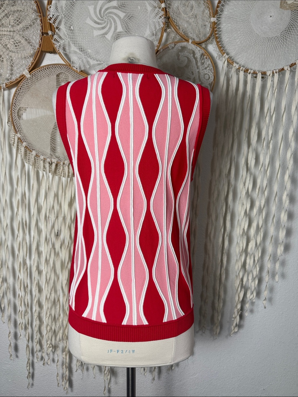 Anthropologie | Eva Franco Red & Pink Mimma Sleeveless Knit Top Size Large - Picture 4 of 8